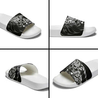 New Zealand Lawn Bowls Slide Sandals Black Maori Warrior Tribal Silver Fern LT9 - Polynesian Pride