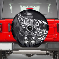 New Zealand Lawn Bowls Spare Tire Cover Black Maori Warrior Tribal Silver Fern LT9 - Polynesian Pride