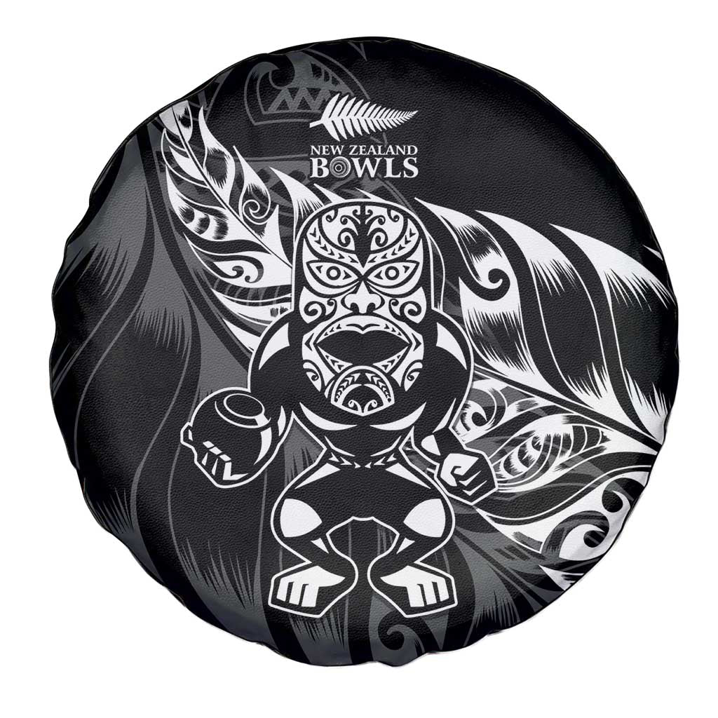 New Zealand Lawn Bowls Spare Tire Cover Black Maori Warrior Tribal Silver Fern LT9 - Polynesian Pride