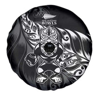 New Zealand Lawn Bowls Spare Tire Cover Black Maori Warrior Tribal Silver Fern LT9 - Polynesian Pride