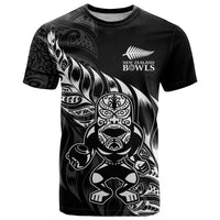 New Zealand Lawn Bowls Custom T Shirt Black Maori Warrior Tribal Silver Fern LT9 Black - Polynesian Pride