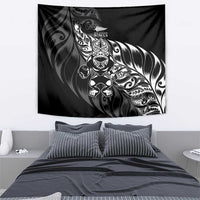 New Zealand Lawn Bowls Tapestry Black Maori Warrior Tribal Silver Fern LT9 - Polynesian Pride