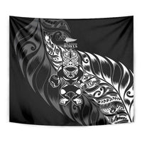 New Zealand Lawn Bowls Tapestry Black Maori Warrior Tribal Silver Fern LT9 - Polynesian Pride