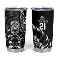 New Zealand Lawn Bowls Custom Tumbler Cup Black Maori Warrior Tribal Silver Fern LT9 Black - Polynesian Pride