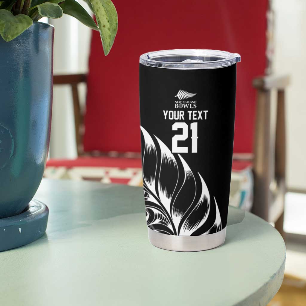 New Zealand Lawn Bowls Custom Tumbler Cup Black Maori Warrior Tribal Silver Fern LT9 - Polynesian Pride