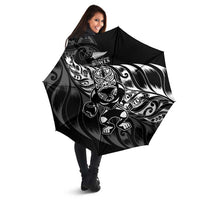 New Zealand Lawn Bowls Umbrella Black Maori Warrior Tribal Silver Fern LT9 - Polynesian Pride