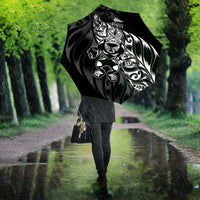 New Zealand Lawn Bowls Umbrella Black Maori Warrior Tribal Silver Fern LT9 - Polynesian Pride
