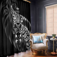 New Zealand Lawn Bowls Window Curtain Black Maori Warrior Tribal Silver Fern LT9 - Polynesian Pride