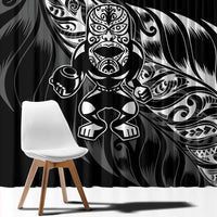 New Zealand Lawn Bowls Window Curtain Black Maori Warrior Tribal Silver Fern LT9 - Polynesian Pride