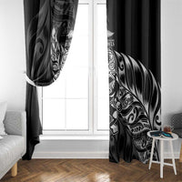 New Zealand Lawn Bowls Window Curtain Black Maori Warrior Tribal Silver Fern LT9 - Polynesian Pride