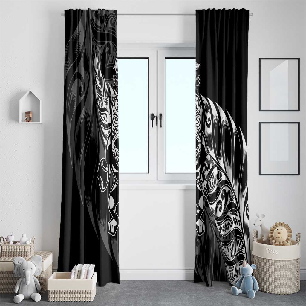 New Zealand Lawn Bowls Window Curtain Black Maori Warrior Tribal Silver Fern LT9 - Polynesian Pride