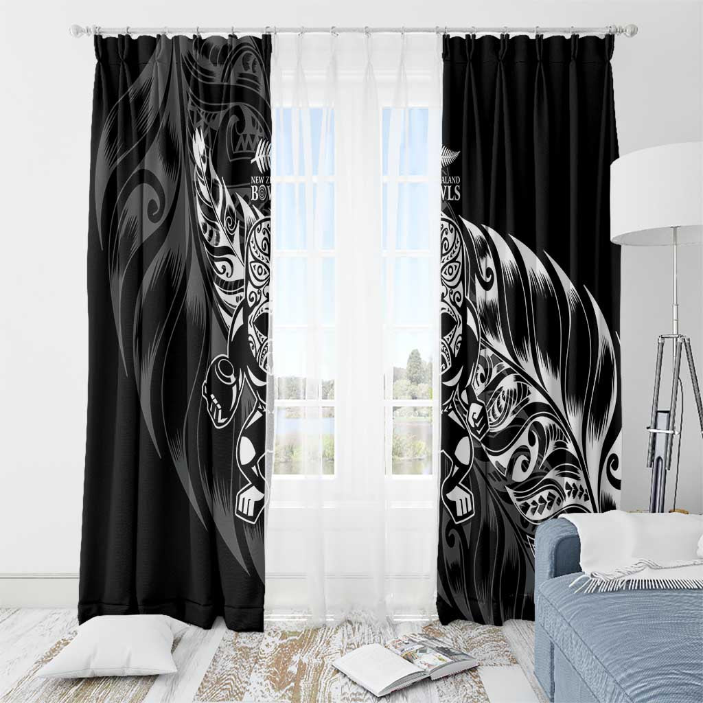 New Zealand Lawn Bowls Window Curtain Black Maori Warrior Tribal Silver Fern LT9 - Polynesian Pride