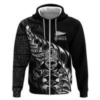 New Zealand Lawn Bowls Custom Zip Hoodie Black Maori Warrior Tribal Silver Fern LT9 Zip Hoodie Black - Polynesian Pride
