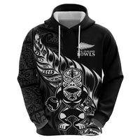 New Zealand Lawn Bowls Custom Zip Hoodie Black Maori Warrior Tribal Silver Fern LT9 - Polynesian Pride