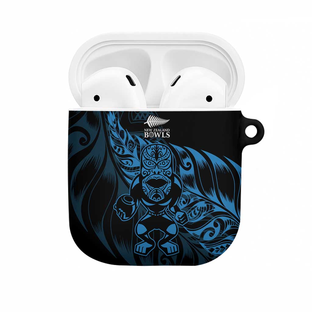 New Zealand Lawn Bowls AirPods Case Blue Maori Warrior Tribal Silver Fern LT9 Blue - Polynesian Pride