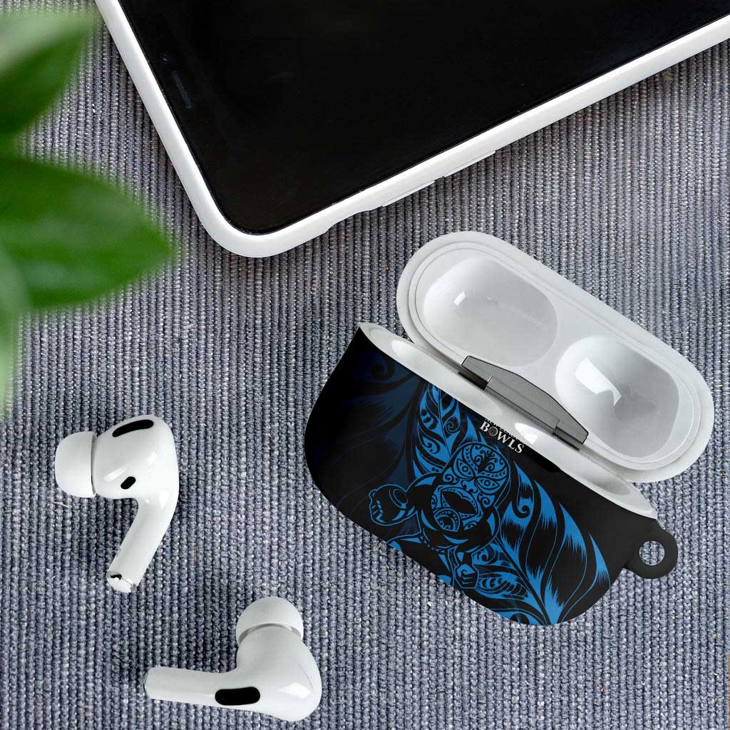 New Zealand Lawn Bowls AirPods Case Blue Maori Warrior Tribal Silver Fern LT9 - Polynesian Pride