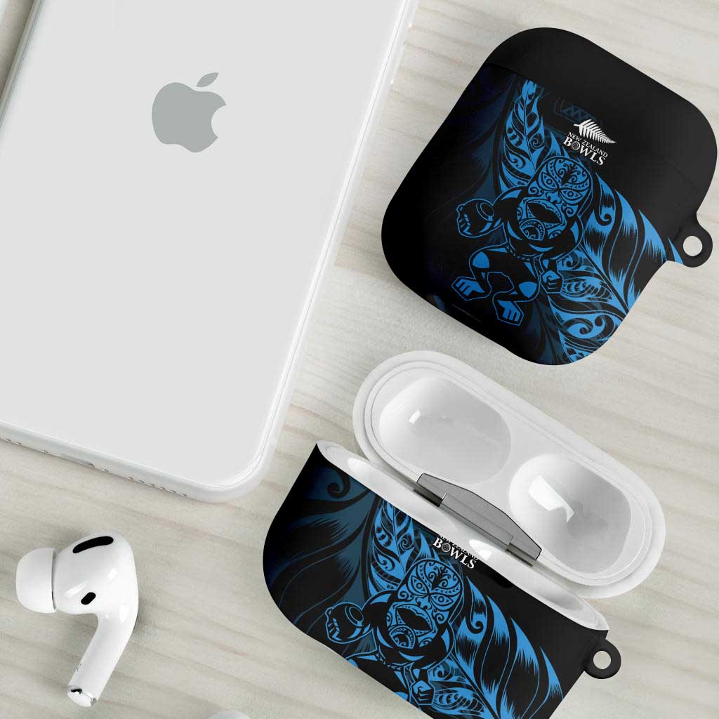New Zealand Lawn Bowls AirPods Case Blue Maori Warrior Tribal Silver Fern LT9 - Polynesian Pride