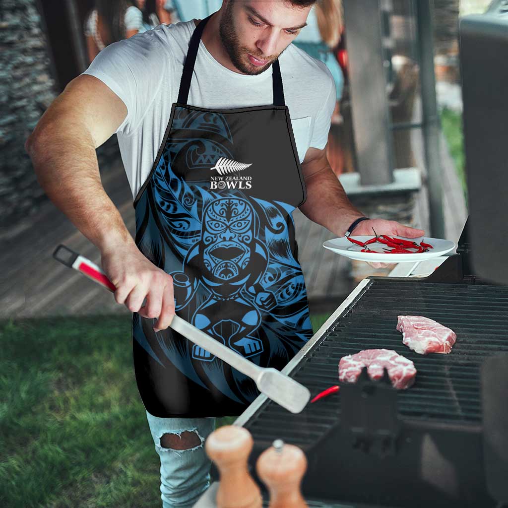 New Zealand Lawn Bowls Apron Blue Maori Warrior Tribal Silver Fern - Polynesian Pride