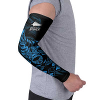 New Zealand Lawn Bowls Custom Arm Sleeves Blue Maori Warrior Tribal Silver Fern LT9 - Polynesian Pride