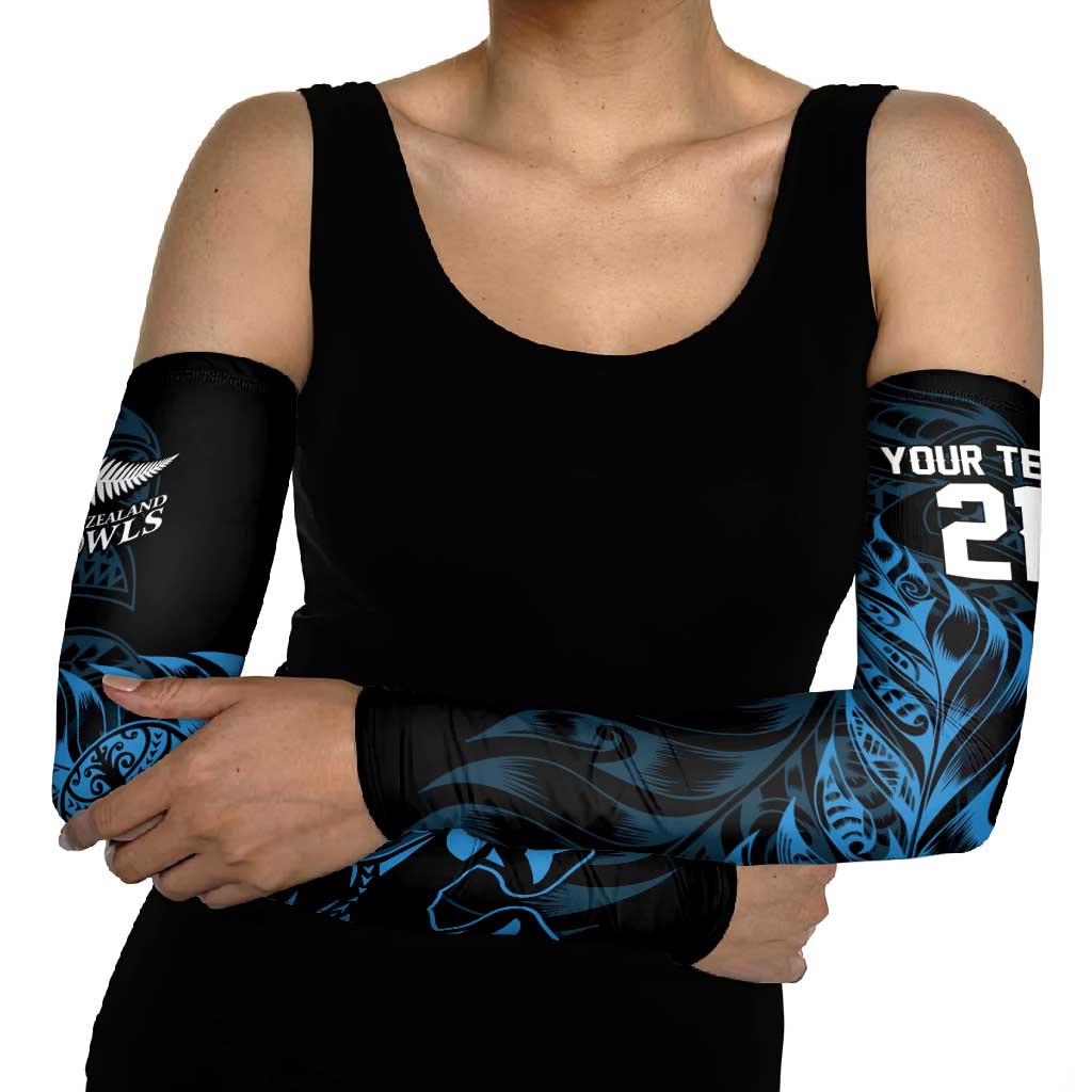 New Zealand Lawn Bowls Custom Arm Sleeves Blue Maori Warrior Tribal Silver Fern LT9 - Polynesian Pride