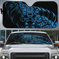 New Zealand Lawn Bowls Auto Sun Shade Blue Maori Warrior Tribal Silver Fern LT9 Blue - Polynesian Pride