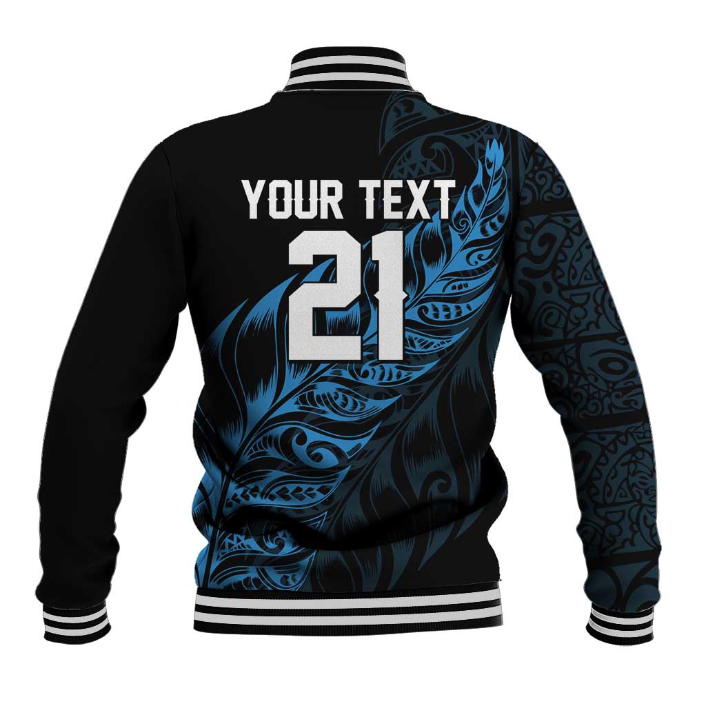 New Zealand Lawn Bowls Custom Baseball Jacket Blue Maori Warrior Tribal Silver Fern - Polynesian Pride
