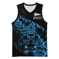 New Zealand Lawn Bowls Custom Basketball Jersey Blue Maori Warrior Tribal Silver Fern LT9 Unisex Blue - Polynesian Pride