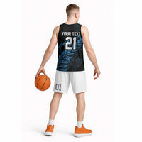 New Zealand Lawn Bowls Custom Basketball Jersey Blue Maori Warrior Tribal Silver Fern LT9 - Polynesian Pride