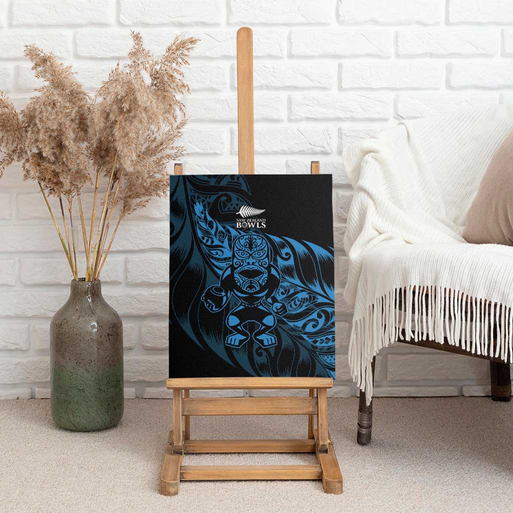 New Zealand Lawn Bowls Canvas Wall Art Blue Maori Warrior Tribal Silver Fern LT9 - Polynesian Pride