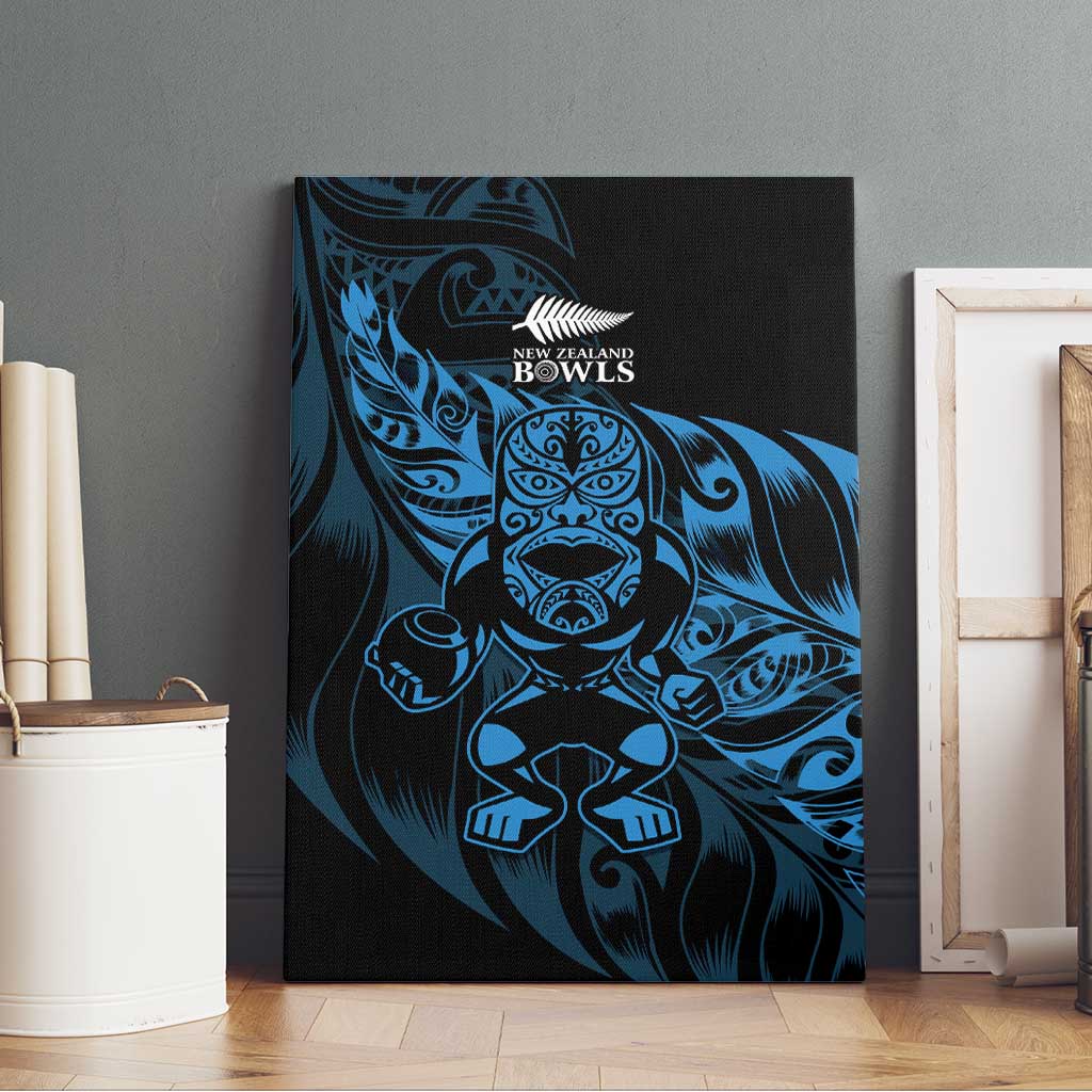 New Zealand Lawn Bowls Canvas Wall Art Blue Maori Warrior Tribal Silver Fern LT9 - Polynesian Pride