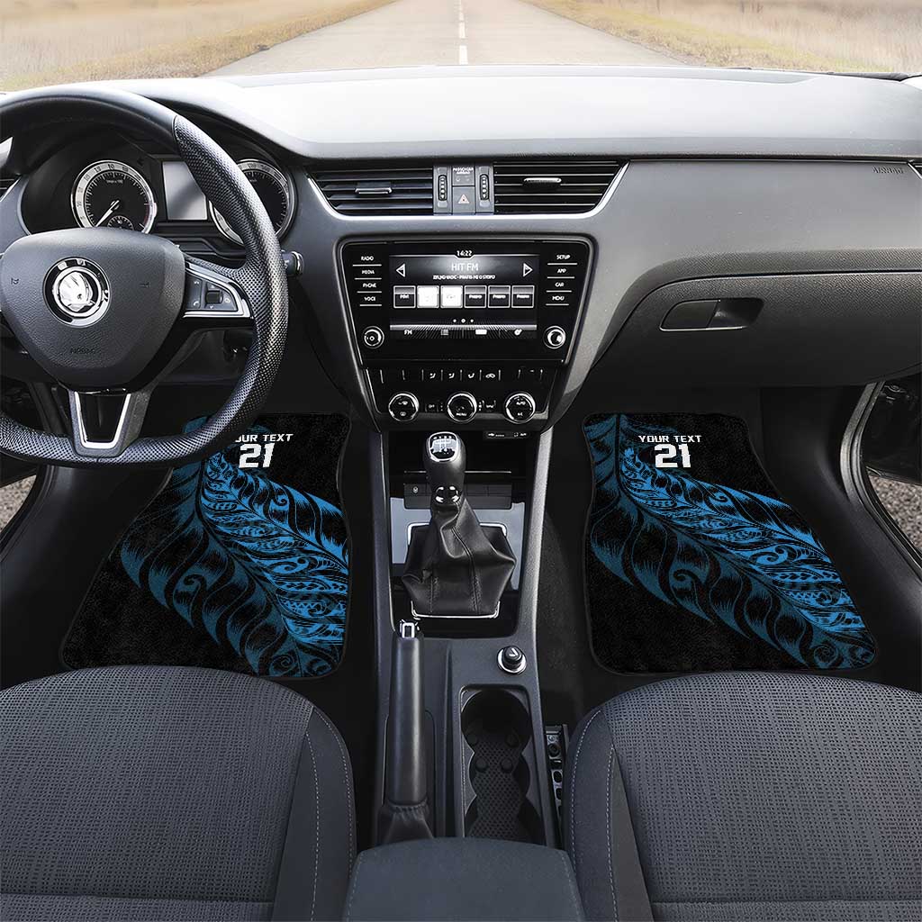 New Zealand Lawn Bowls Custom Car Mats Blue Maori Warrior Tribal Silver Fern LT9 Set 2pcs - Front Blue - Polynesian Pride