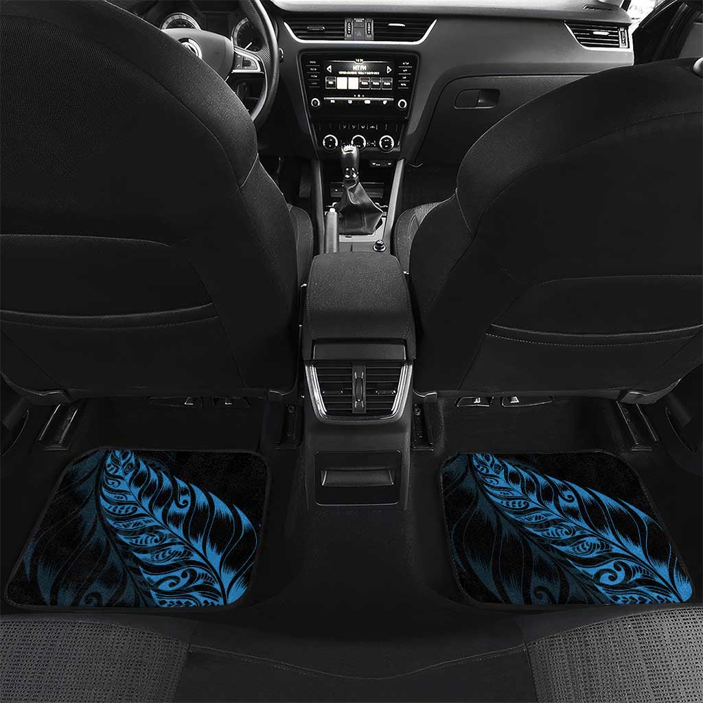 New Zealand Lawn Bowls Custom Car Mats Blue Maori Warrior Tribal Silver Fern LT9 Set 2pcs - Back Blue - Polynesian Pride