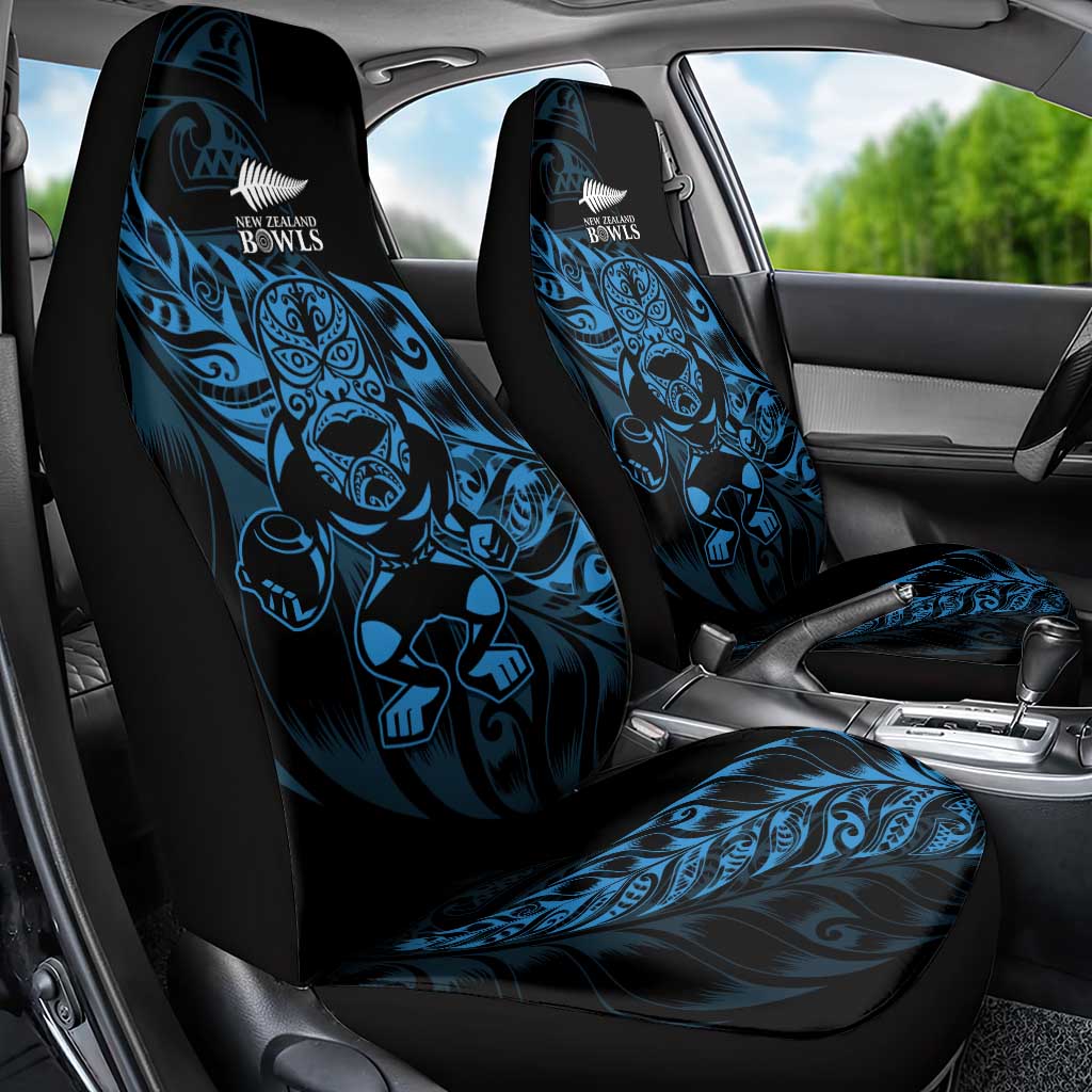 New Zealand Lawn Bowls Car Seat Cover Blue Maori Warrior Tribal Silver Fern - Polynesian Pride