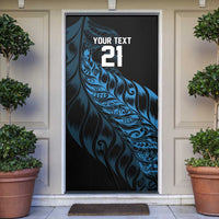 New Zealand Lawn Bowls Custom Door Cover Blue Maori Warrior Tribal Silver Fern LT9 Blue - Polynesian Pride