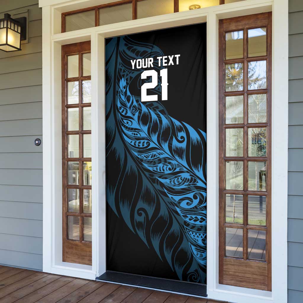 New Zealand Lawn Bowls Custom Door Cover Blue Maori Warrior Tribal Silver Fern LT9 - Polynesian Pride