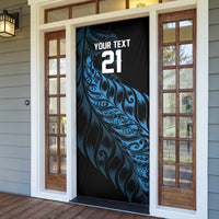 New Zealand Lawn Bowls Custom Door Cover Blue Maori Warrior Tribal Silver Fern LT9 - Polynesian Pride