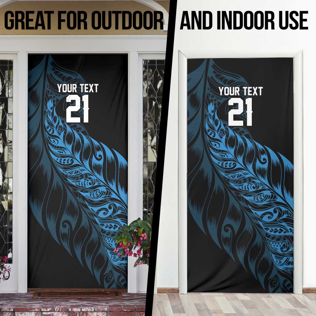 New Zealand Lawn Bowls Custom Door Cover Blue Maori Warrior Tribal Silver Fern LT9 - Polynesian Pride