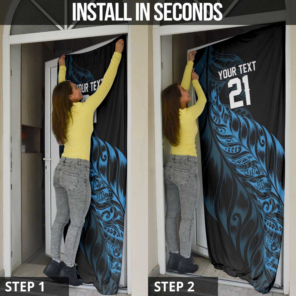 New Zealand Lawn Bowls Custom Door Cover Blue Maori Warrior Tribal Silver Fern LT9 - Polynesian Pride