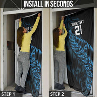 New Zealand Lawn Bowls Custom Door Cover Blue Maori Warrior Tribal Silver Fern LT9 - Polynesian Pride