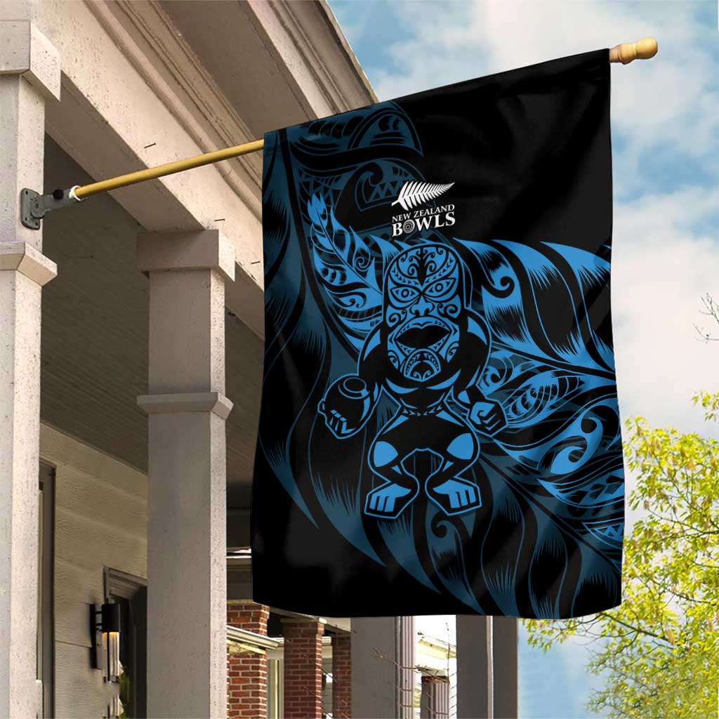 New Zealand Lawn Bowls Garden Flag Blue Maori Warrior Tribal Silver Fern LT9 House Flag Blue - Polynesian Pride