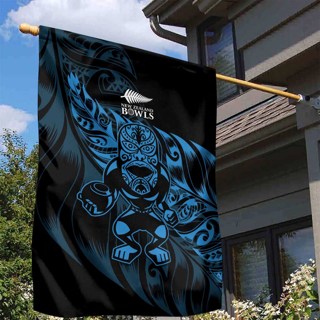 New Zealand Lawn Bowls Garden Flag Blue Maori Warrior Tribal Silver Fern LT9 - Polynesian Pride