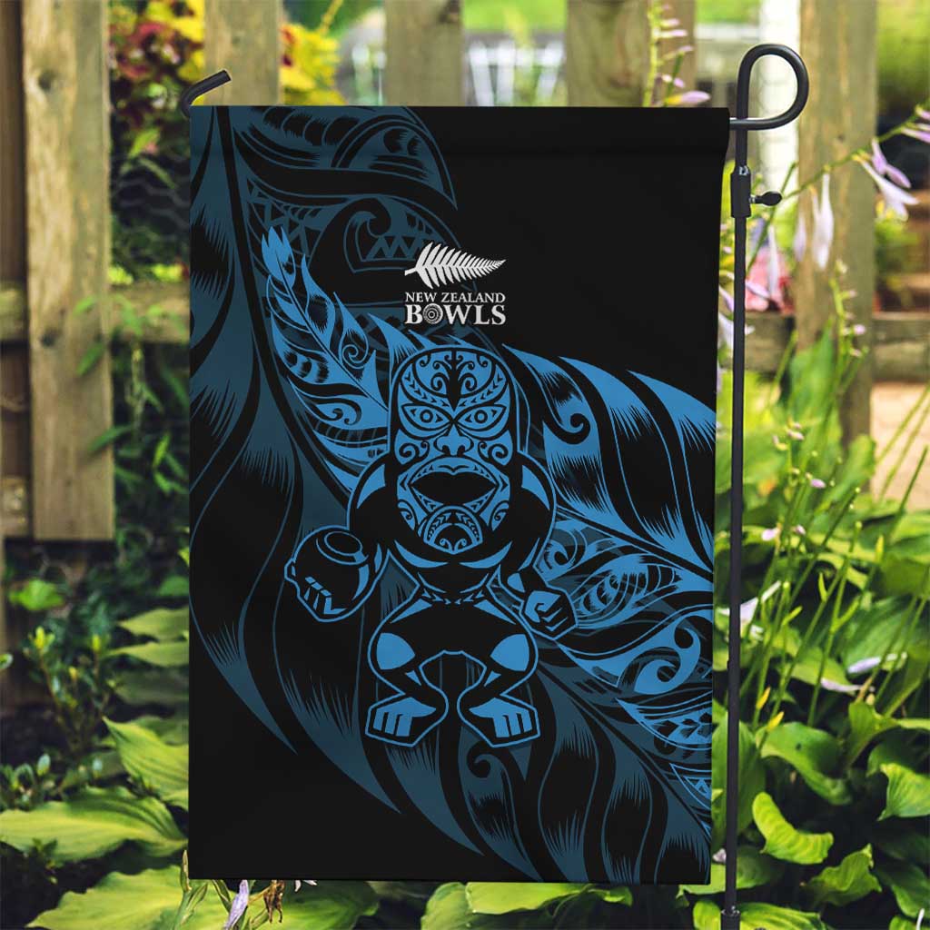 New Zealand Lawn Bowls Garden Flag Blue Maori Warrior Tribal Silver Fern LT9 Garden Flag Blue - Polynesian Pride