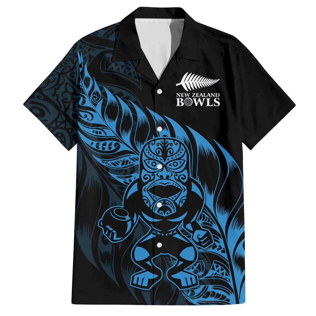 New Zealand Lawn Bowls Custom Hawaiian Shirt Blue Maori Warrior Tribal Silver Fern LT9 Blue - Polynesian Pride