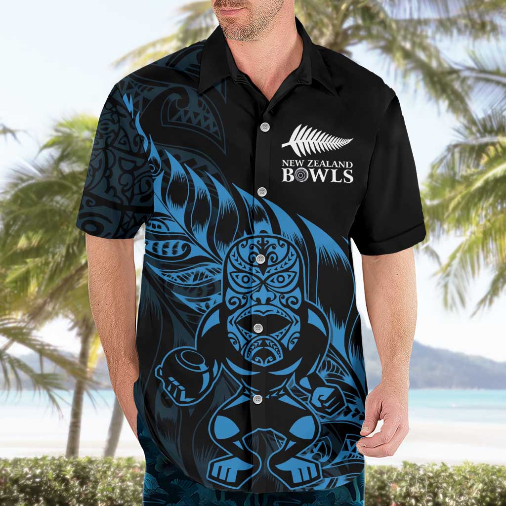 New Zealand Lawn Bowls Custom Hawaiian Shirt Blue Maori Warrior Tribal Silver Fern LT9 - Polynesian Pride