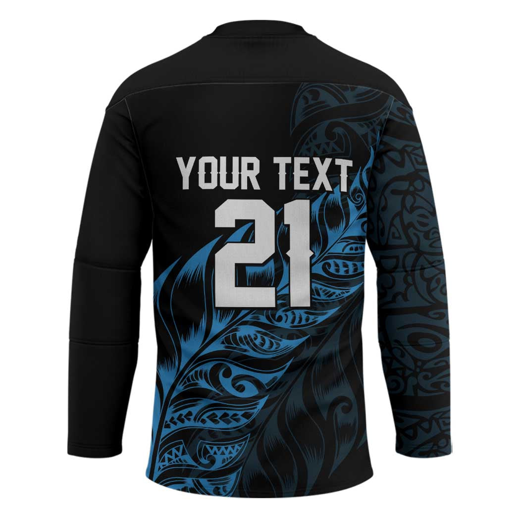 New Zealand Lawn Bowls Custom Hockey Jersey Blue Maori Warrior Tribal Silver Fern LT9 - Polynesian Pride
