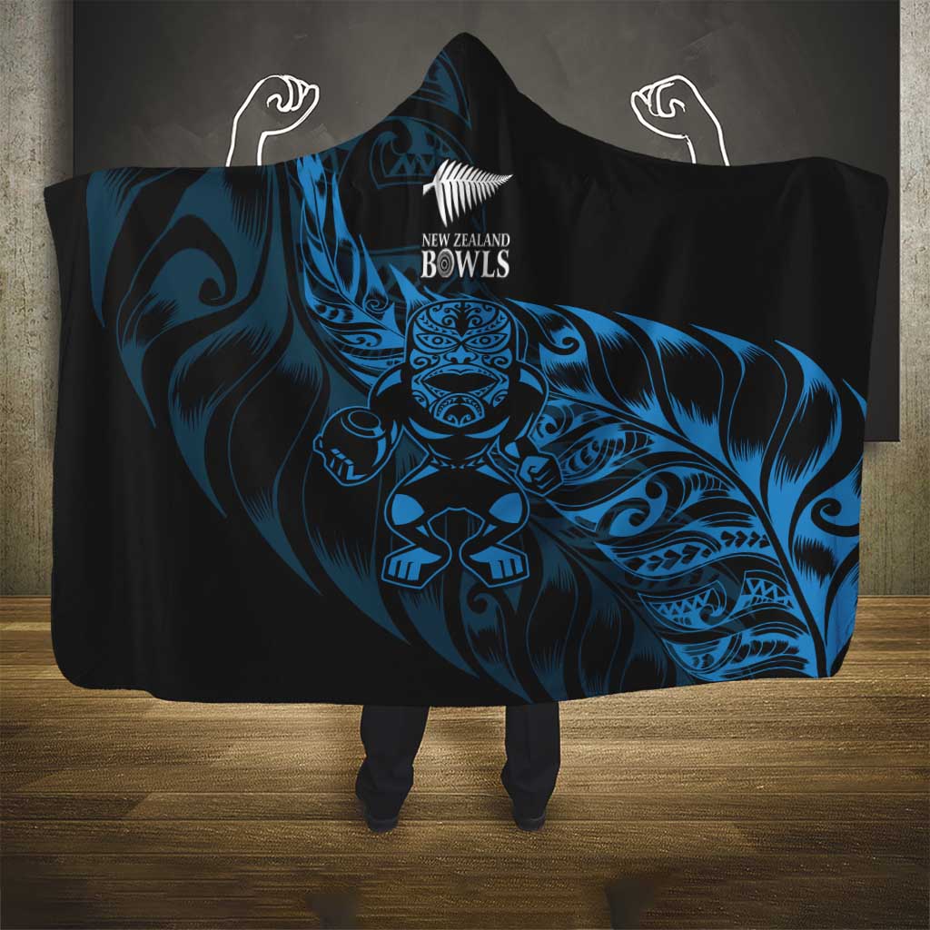 New Zealand Lawn Bowls Hooded Blanket Blue Maori Warrior Tribal Silver Fern LT9 - Polynesian Pride