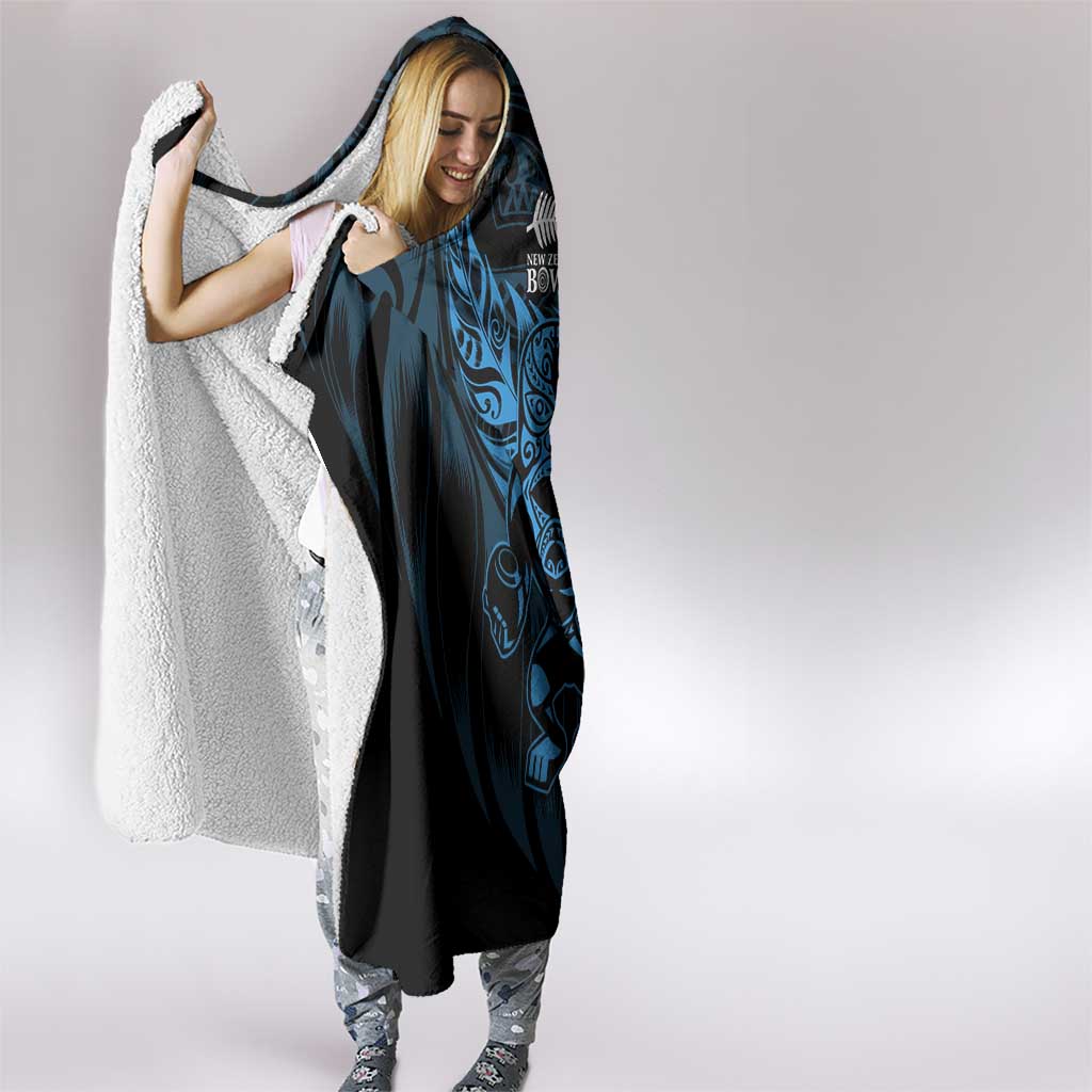 New Zealand Lawn Bowls Hooded Blanket Blue Maori Warrior Tribal Silver Fern LT9 - Polynesian Pride