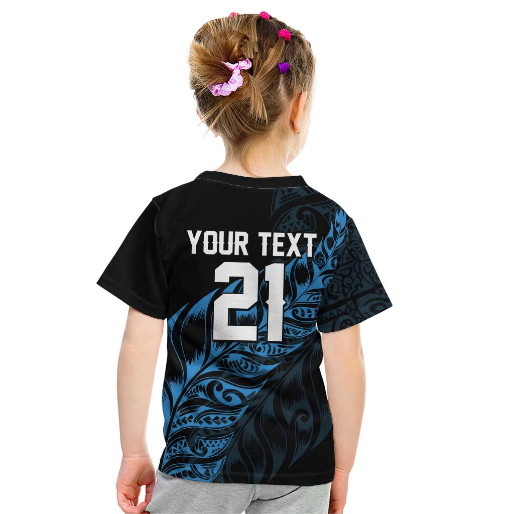 New Zealand Lawn Bowls Custom Kid T Shirt Blue Maori Warrior Tribal Silver Fern LT9 - Polynesian Pride