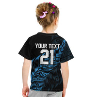New Zealand Lawn Bowls Custom Kid T Shirt Blue Maori Warrior Tribal Silver Fern LT9 - Polynesian Pride