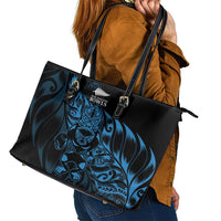 New Zealand Lawn Bowls Leather Tote Bag Blue Maori Warrior Tribal Silver Fern LT9 - Polynesian Pride